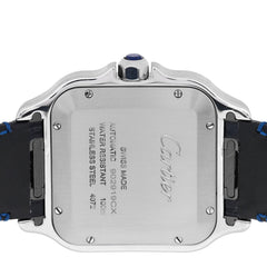 Stainless Steel Alligator 39.8mm Santos De Cartier Automatic Watch Blue