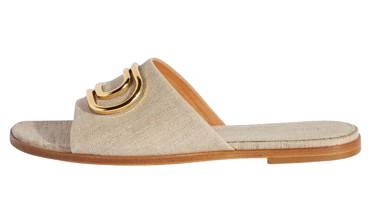 Gold Paperclip Linen Slide WMNS Beige OWIC015S23FAB0026176