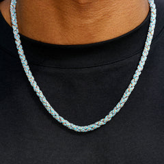 Iced Candy Rope Chain Necklace in White Gold