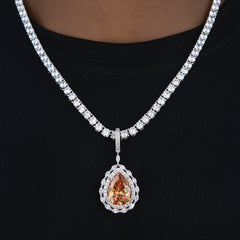 Iced Teardrop Rock Pendant in White Gold