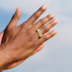 Multicolor Stacked Eternity Ring in Yellow Gold Vermeil