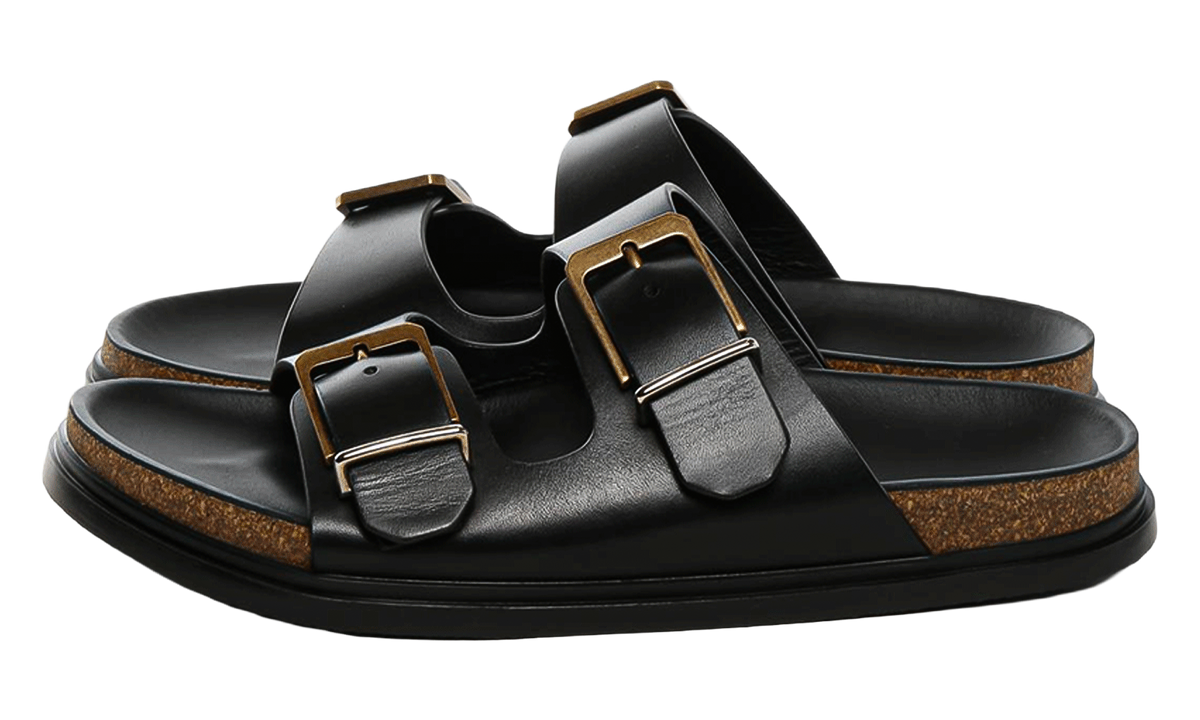 Buckle Slide Sandals WMNS Black F1813 L822 BLK