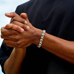 Iced XOXO Tennis Chain Bracelet in White Gold
